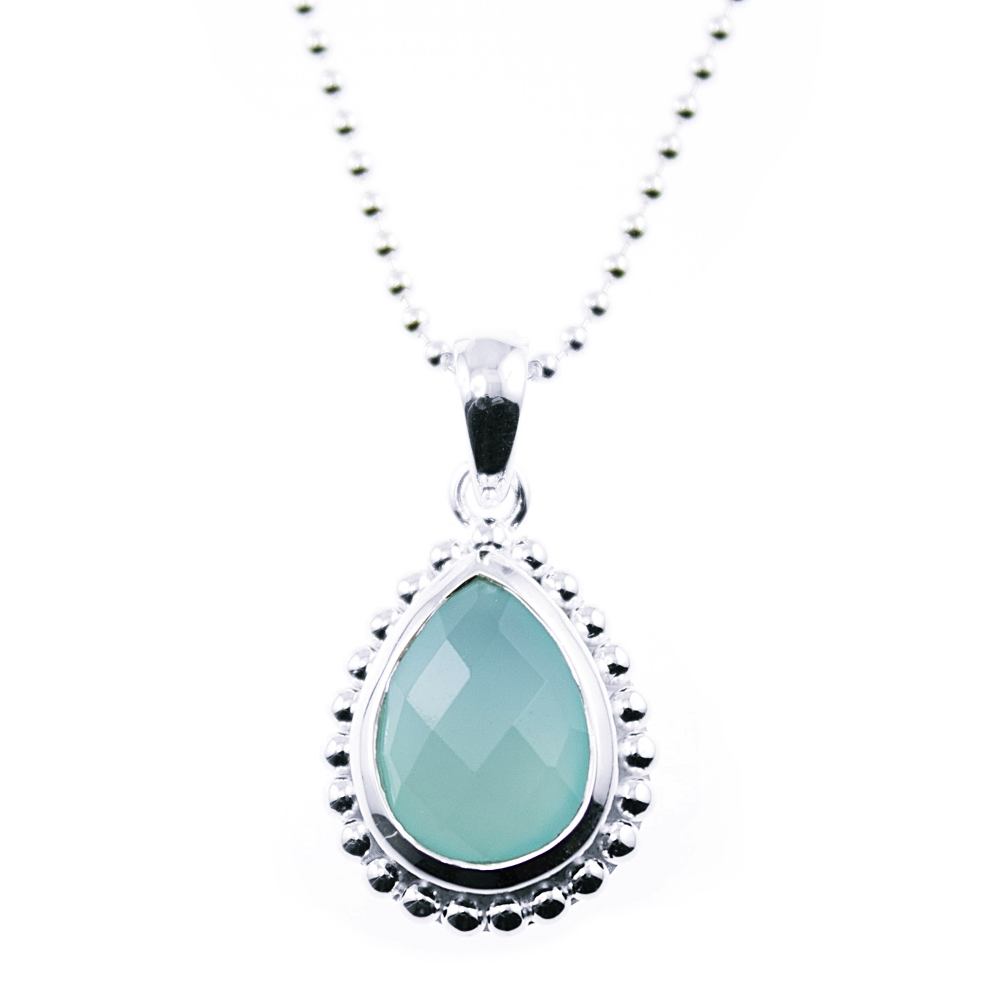 Damen TROPFEN Collier mit Aqua Achat Anhänger